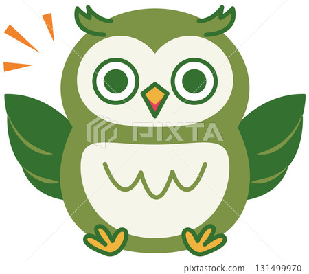 Various expressions of owl (green)_Flapping wings 01 Various expressions of owl (green)_Flapping wings 01 131499970