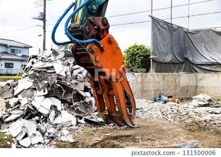 Demolition work site Heavy backhoe 131500006