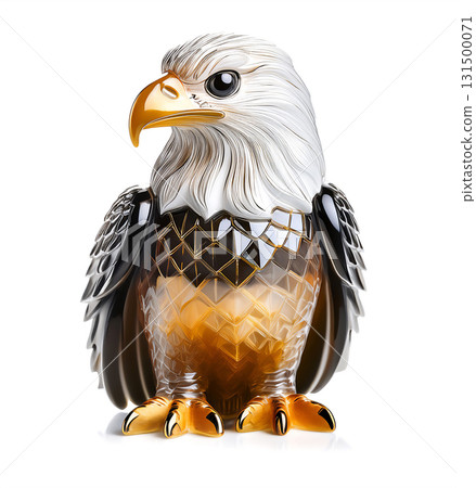玻璃白頭鷹雕像。白色背景。 玻璃白頭鷹雕像。白色背景。 131500071