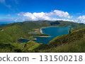 Lagoa das Sete Cidades is located on the island of S. Miguel, Azores and is characterized by the double coloration of its waters, in green and blue 131500218