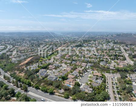 Aerial view houses in Carlsbad in land, North County San Diego 131500635