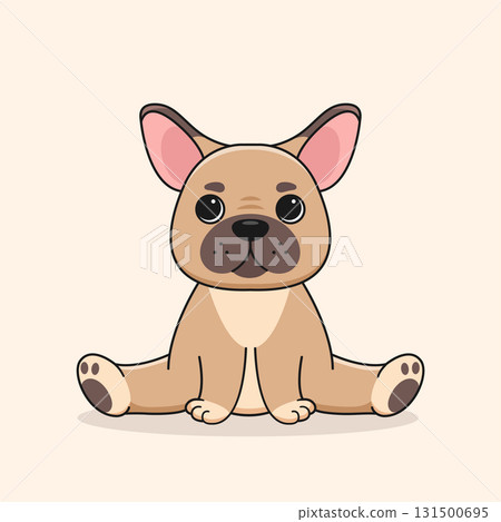 Cute cartoon French bulldog. Isolated background. Flat style vector illustration 131500695