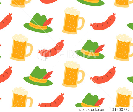 Oktoberfest Pattern. Isolated white background. Flat style vector illustration. 131500722
