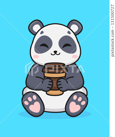 Cute cartoon panda with a cup of coffee. Isolated background. Vector illustration Cute cartoon panda with a cup of coffee. Isolated background. Vector illustration 131500727