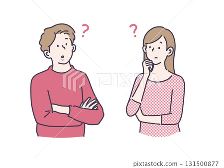 Illustration of a worried couple Illustration of a worried couple 131500877