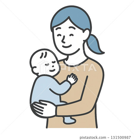 A mother holding a baby 131500987