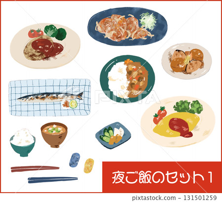 Dinner illustration set 1 Dinner illustration set 1 131501259