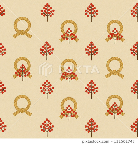 注連繩裝飾系列：華麗的注連繩與紅色漿果圖案 131501745