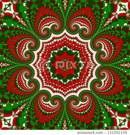 Christmas background with circle ornament. Green, red and white colors. You can use it for invitations, gift packaging, wrapping paper, holiday decor, postcards. Christmas background with circle ornament. Green, red and white colors. You can use it for invitations, gift packaging, wrapping paper, holiday decor, postcards. 131502159