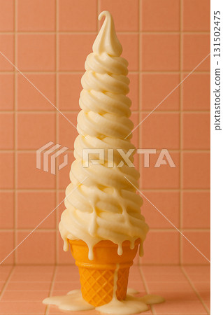 Melting soft serve ice cream cone Melting soft serve ice cream cone 131502475