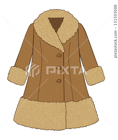Vintage coat with curly llama fur. Vector isolated illustration Vintage coat with curly llama fur. Vector isolated illustration 131503086
