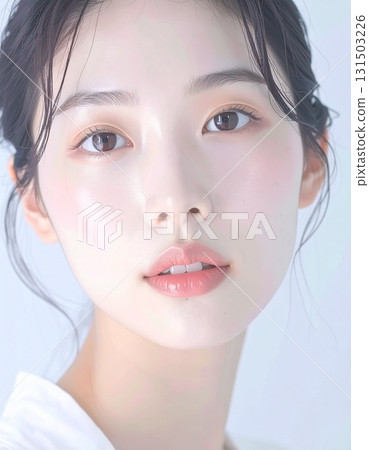 Natural makeup highlights her beautiful features and natural skin Natural makeup highlights her beautiful features and natural skin 131503226