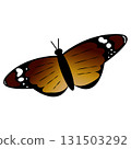 Danaus Chrysippus Butterfly with Distinctive Wing Pattern. African Monarch Butterfly in Natural Pose. Intricate Insect Wing Art. Species Specific Butterfly Graphic. Detailed Lepidoptera Illustration. 131503292