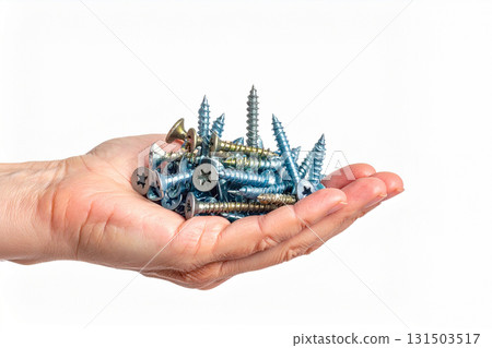 some screws in the palm of the hand 131503517