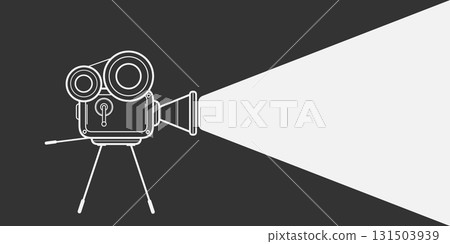 Retro movie camera. Film shooting.Vector illustration. Retro movie camera. Film shooting.Vector illustration. 131503939