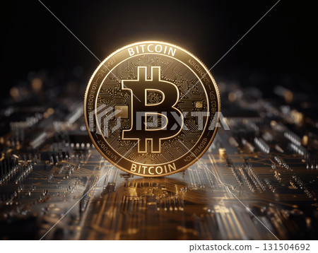 比特幣在黑暗背景下發光的標誌性圖像 比特幣在黑暗背景下發光的標誌性圖像 131504692