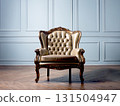 A retro and elegant chair is placed in the spotlight at heya. 131504947