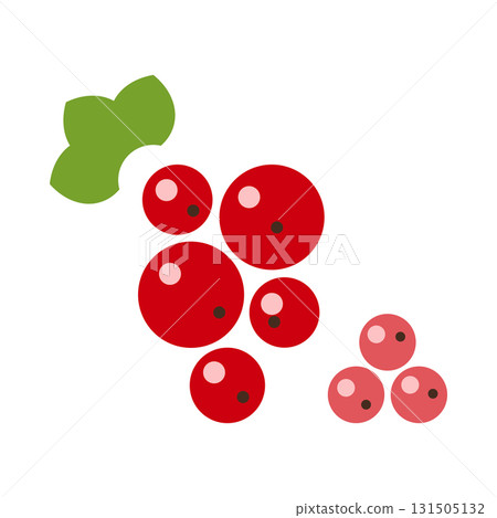 Vibrant red currants are showcased with a minimalistic line icon design. The fruit is depicted in clusters, highlighting their round shape and green leaves. Vibrant red currants are showcased with a minimalistic line icon design. The fruit is depicted in clusters, highlighting their round shape and green leaves. 131505132
