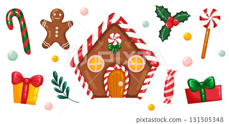 Christmas Gingerbread House and Festive Sweets Set Christmas Gingerbread House and Festive Sweets Set 131505348