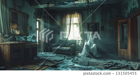 Horror and creepy classroom background, Happy Halloween - Ai Generated Horror and creepy classroom background, Happy Halloween - Ai Generated 131505455