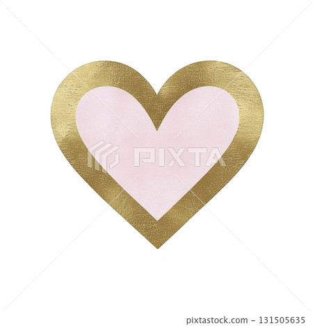 pink heart with gold border creates charming and elegant design, perfect for romantic or decorative themes. combination of colors adds touch of luxury and warmth 131505635