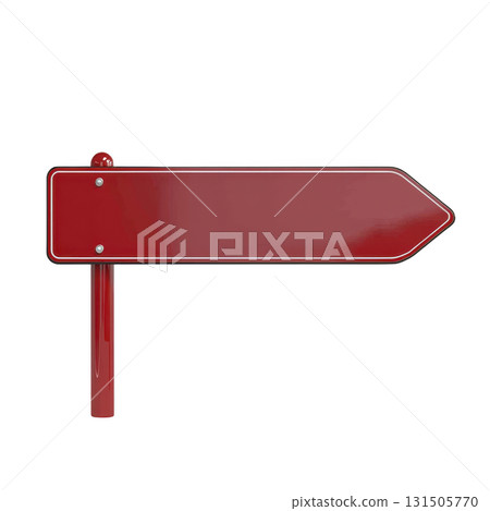 red blank directional sign with pointed arrow shape stands on post, ready for customization. vibrant color and simple design make it ideal for guiding or providing information in various settings red blank directional sign with pointed arrow shape stands on post, ready for customization. vibrant color and simple design make it ideal for guiding or providing information in various settings 131505770