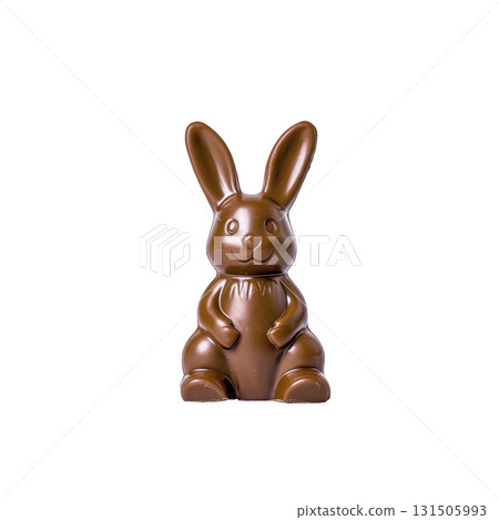 cute chocolate bunny with smooth texture and playful expression, perfect for Easter celebrations or as sweet treat. bunny is crafted with attention to detail, showcasing its charming features 131505993