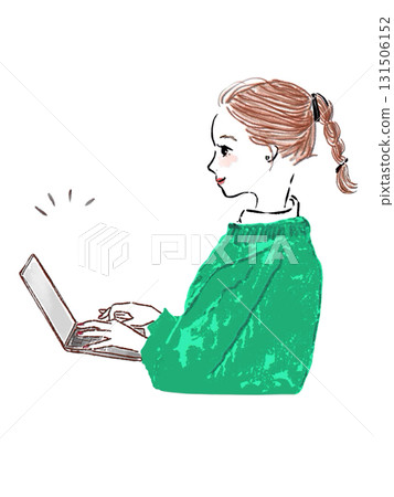 A woman using a computer A woman using a computer 131506152