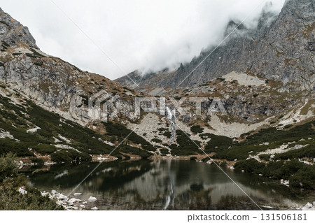 Velicke Pleso Lake in the Tatra Mountains, Slovakia tranquil alpine landscape 131506181