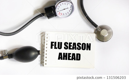 Concept words Flu season ahead. Medical and Coronavirus Copy space Concept words Flu season ahead. Medical and Coronavirus Copy space 131506203
