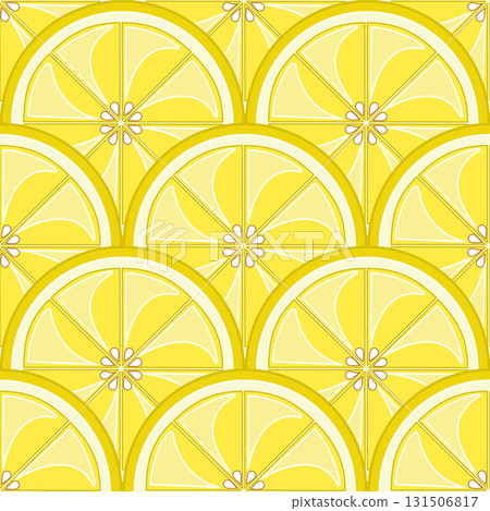 Lemon slices seamless tropical citrus pattern vector illustration 131506817