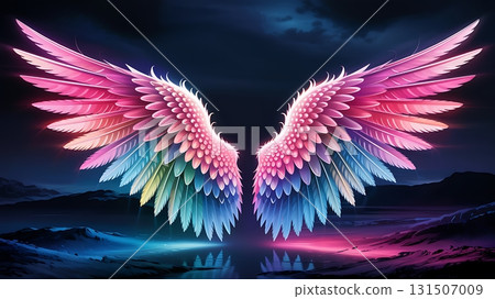 Vibrant Rainbow Wings Against Dark Cosmic Landscape 131507009