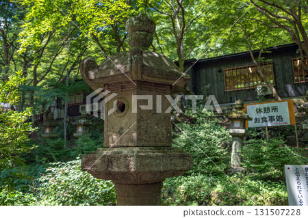 Stone lantern donated by Emperor Godaigo at Tanzan Shrine in Nara 131507228