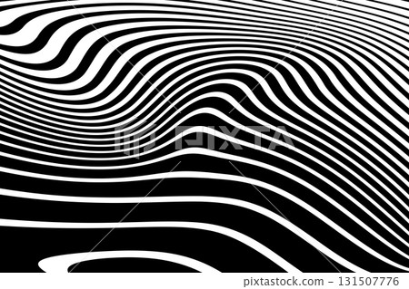 Wavy Lines Black and White Pattern. Abstract Textured Background. Wavy Lines Black and White Pattern. Abstract Textured Background. 131507776