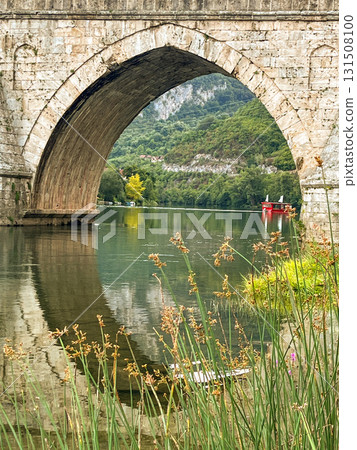 green hills and houses in the background. Heritage and developing tourism concept. 131508100