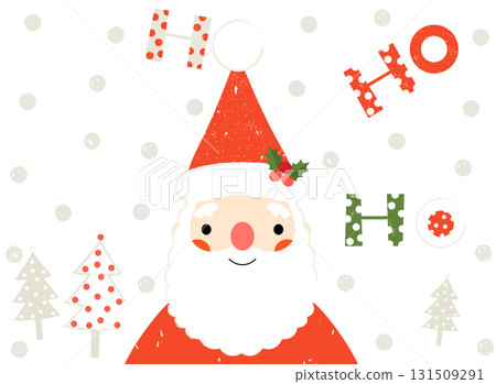Santa Claus Christmas greeting card, cute and modern illustration background 131509291