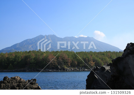 從熔岩海灘長廊眺望櫻島 從熔岩海灘長廊眺望櫻島 131509326