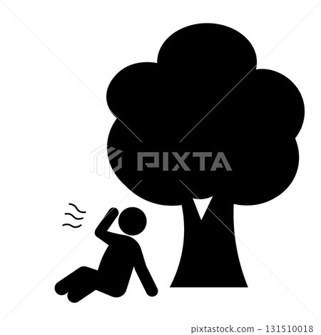 Silhouette icon of a person resting under a tree 131510018