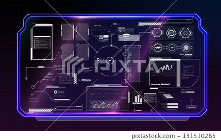 A futuristic digital interface shows various data panels, graphs, and alerts. Access denied notifications suggest a vital security operation is in progress at a high-tech facility. A futuristic digital interface shows various data panels, graphs, and alerts. Access denied notifications suggest a vital security operation is in progress at a high-tech facility. 131510265
