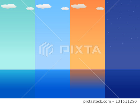 Sea and sky with changing color patterns over the course of a day Horizon landscape illustration set Sea and sky with changing color patterns over the course of a day Horizon landscape illustration set 131511250