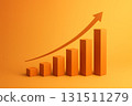 Rising trend chart with orange bars on a bright background representing growth and success 131511279