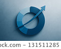 Blue circular chart with upward arrow symbolizes growth and progress in business analytics 131511285