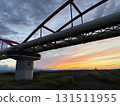 河床、日本最長的水管橋和日落風景 131511955