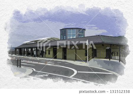 岡山縣淺口市金光站南口水彩畫 岡山縣淺口市金光站南口水彩畫 131512338