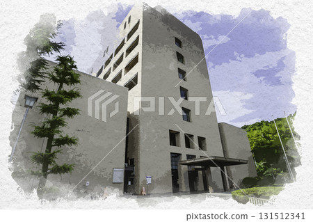 水彩風格，岡山縣淺口市大谷區金光町金光協總部 131512341