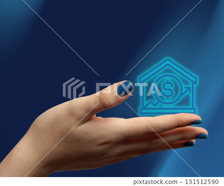 Real estate market growth and rising property prices.Dark background. Copy space 131512590