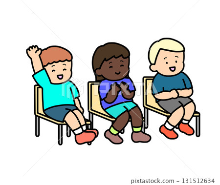 聽課的孩子（無課桌）3人 131512634