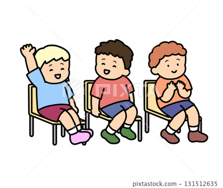 聽課的孩子（無課桌）3人 131512635