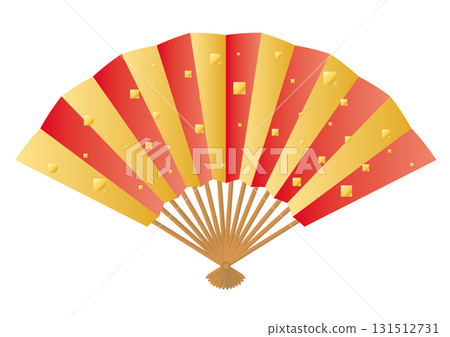 簡單的紅色和金色風扇的向量插圖 131512731