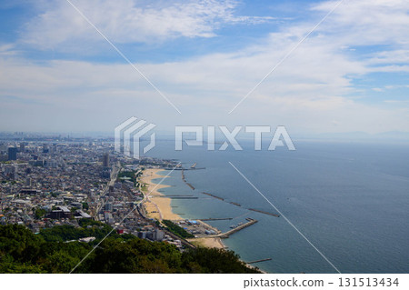 View of the city and sea from the observation deck of Sumaura Sanjo Amusement Park in Suma Ward, Kobe City 131513434